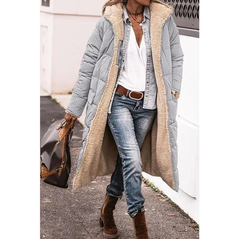 Image of Dames Hooded Longline Puffer Jacket