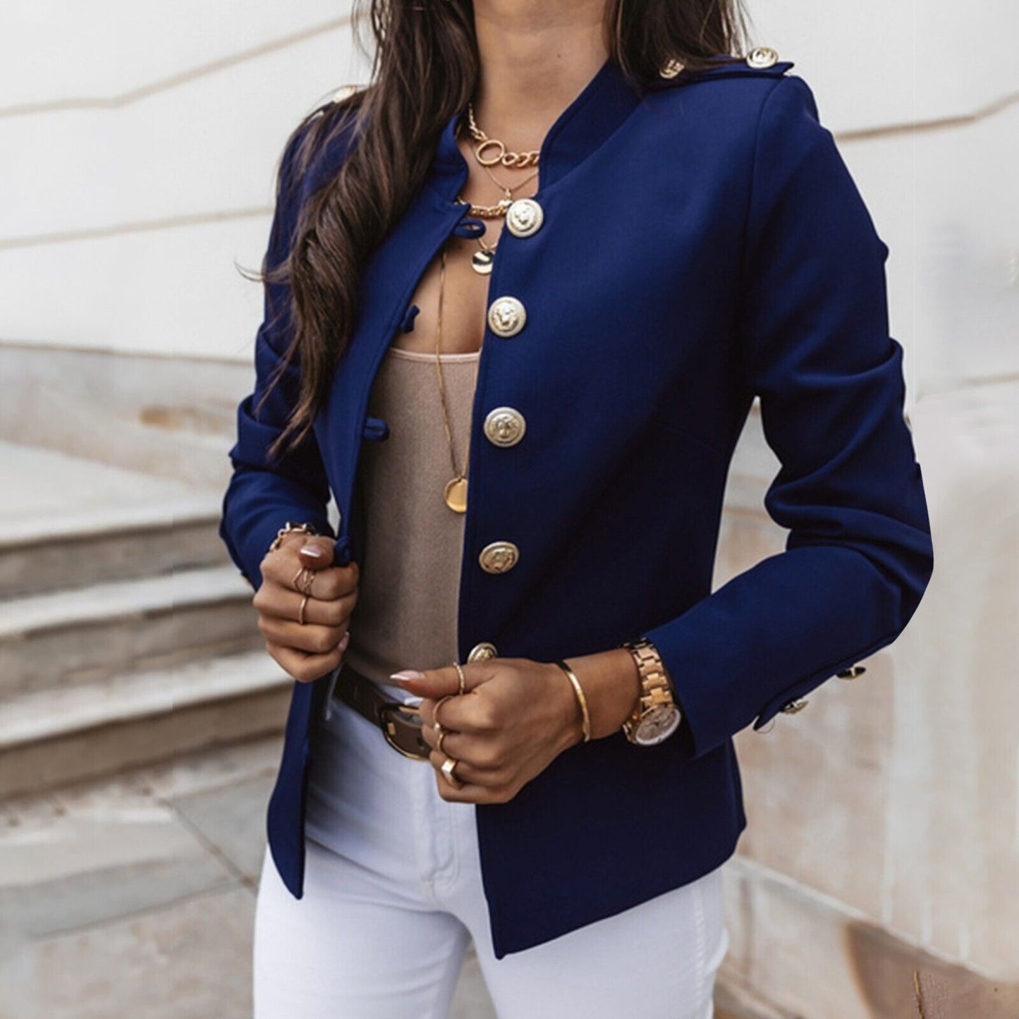 Image of Dames Military Jacket met Knoopsluiting