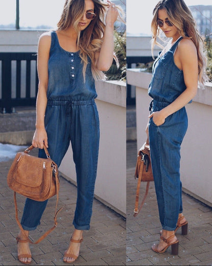 Image of Dames Mouwloze Jumpsuit