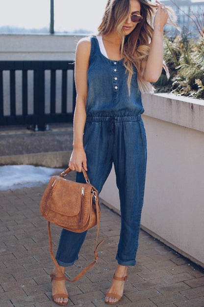 Image of Dames Mouwloze Jumpsuit
