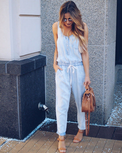 Image of Dames Mouwloze Jumpsuit