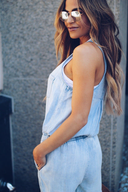Image of Dames Mouwloze Jumpsuit