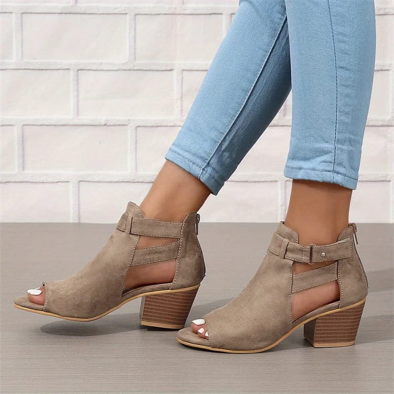 Image of Dames Peep Toe Enkellaarsjes