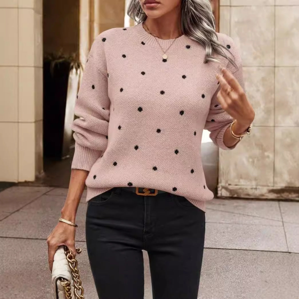 Image of Dames Polka Dot Trui met Ronde Hals