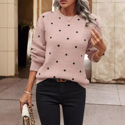 Image of Dames Polka Dot Trui met Ronde Hals