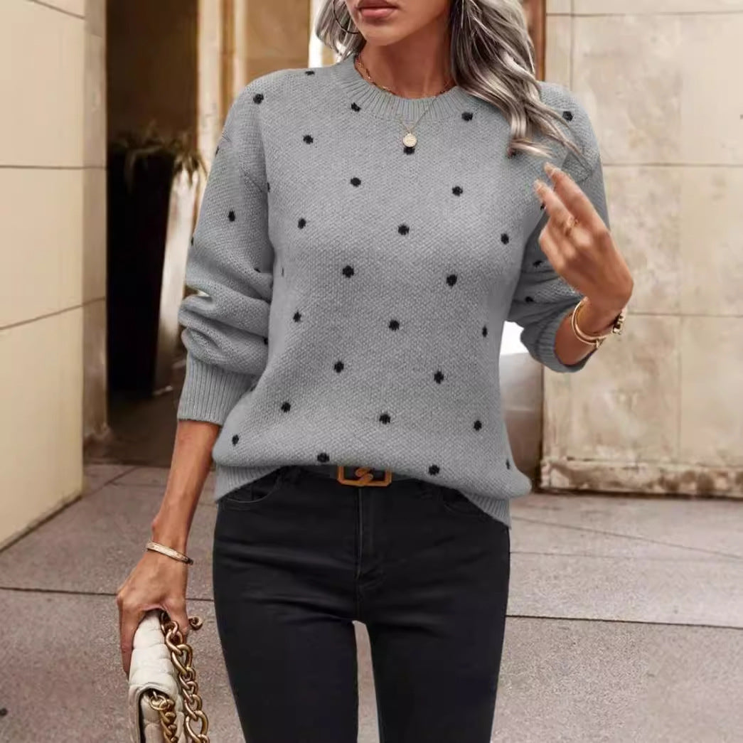 Image of Dames Polka Dot Trui met Ronde Hals