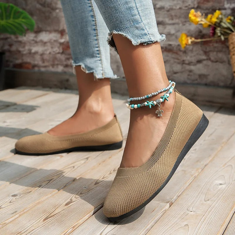 Image of Dames Slip-On Gebreide Ballerina's