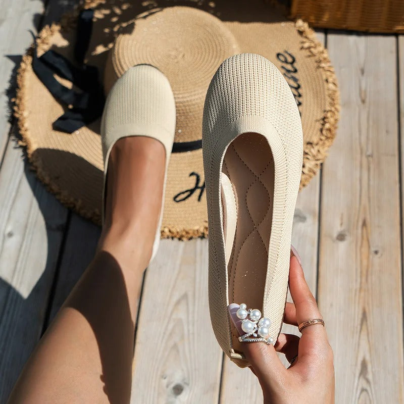Image of Dames Slip-On Gebreide Ballerina's