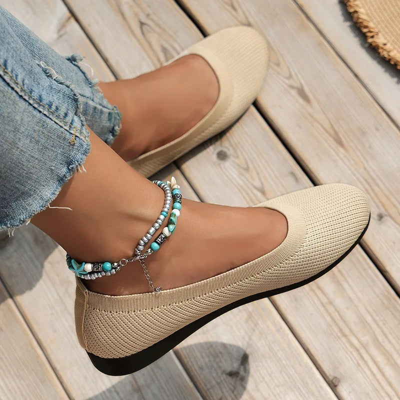 Image of Dames Slip-On Gebreide Ballerina's
