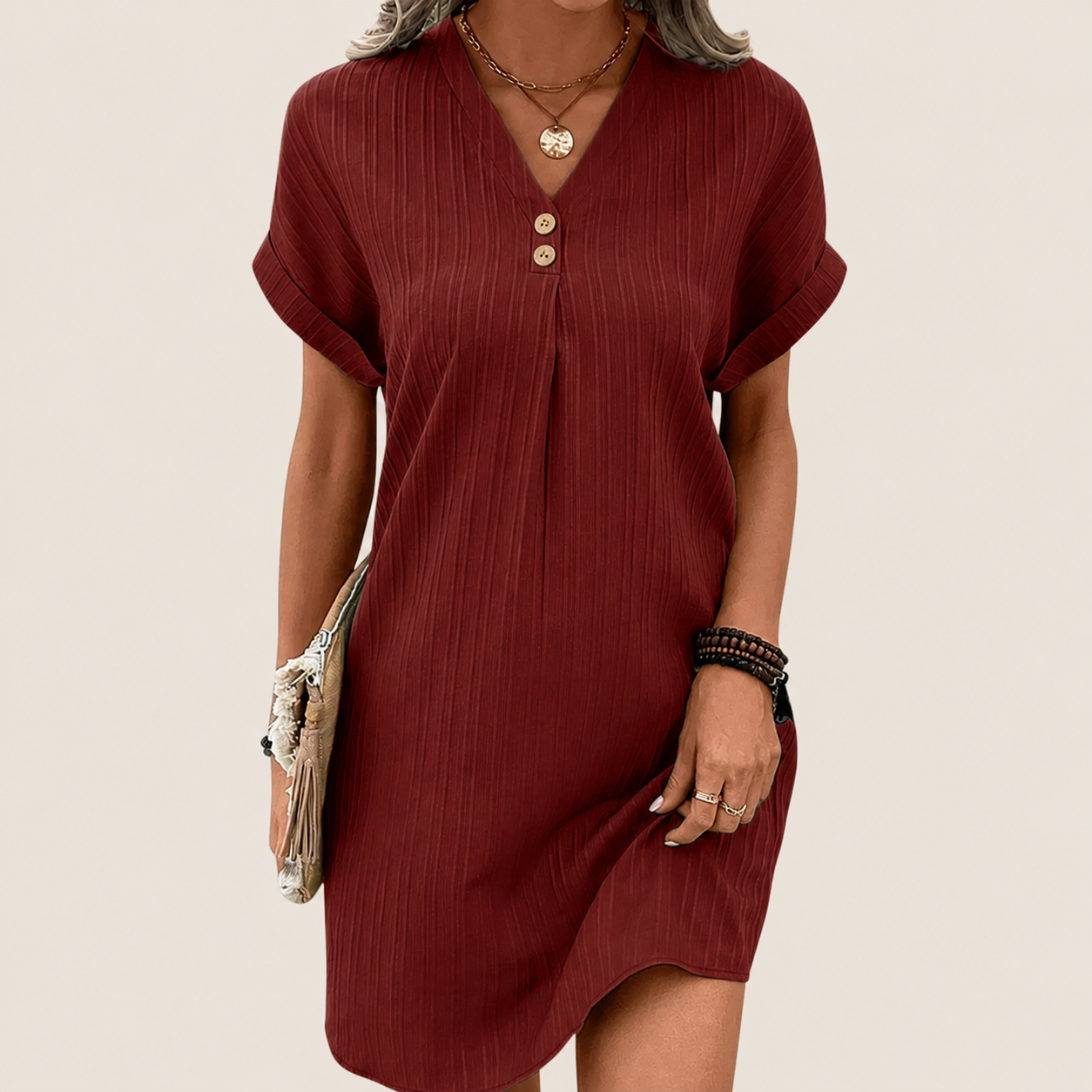 Dames V-Hals Mini Jurk - Image 1