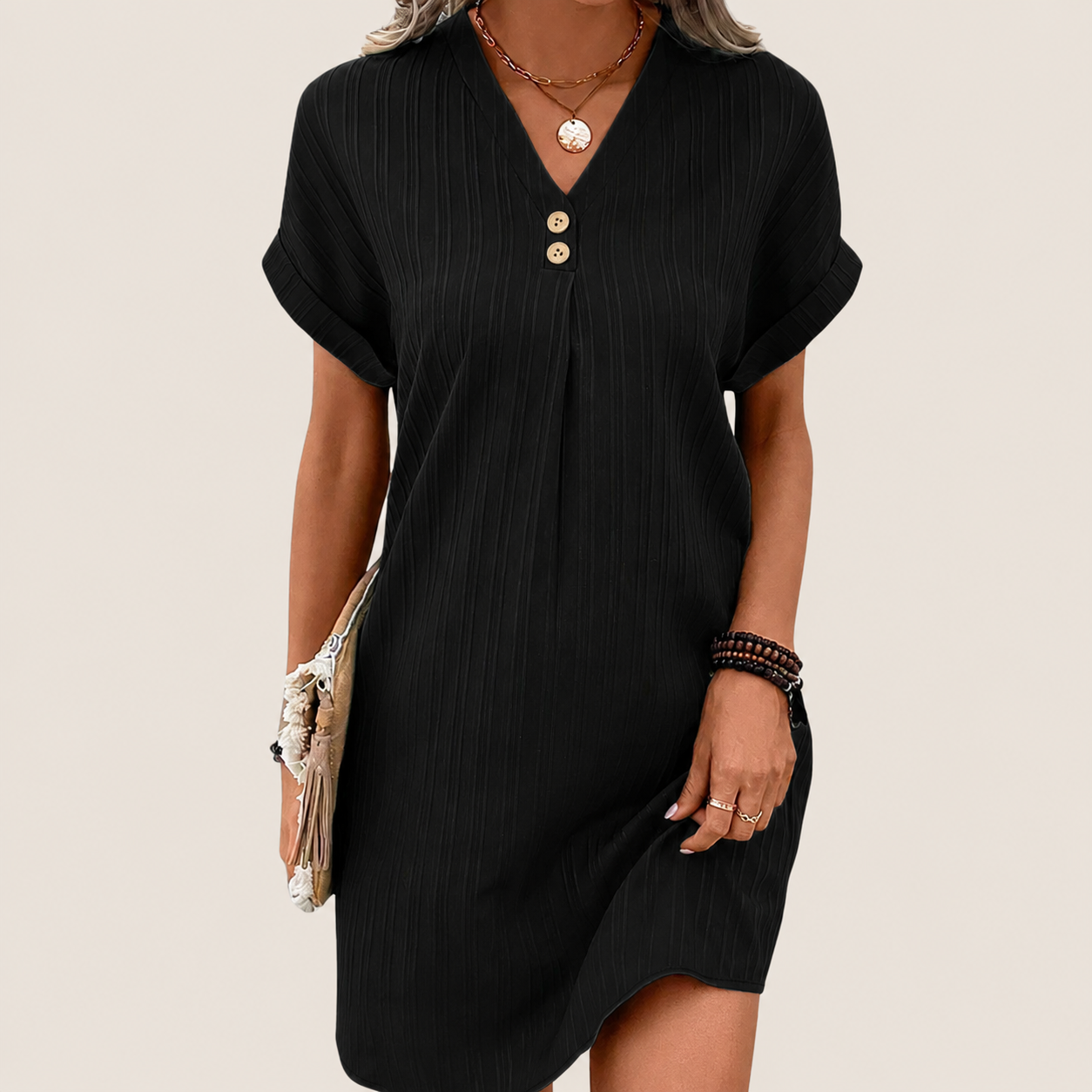 Dames V-Hals Mini Jurk - Image 2