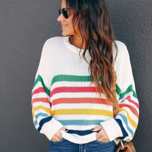 Gestreept Cropped Trui voor Dames - Image 1