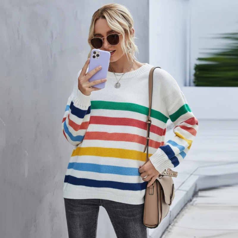 Gestreept Cropped Trui voor Dames - Image 2