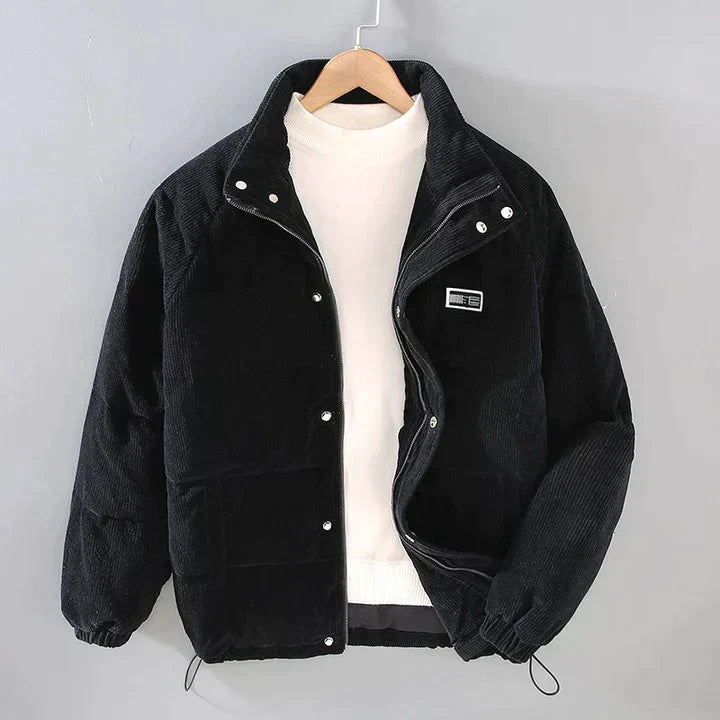Image of Heren Corduroy Pufferjack met Opstaande Kraag