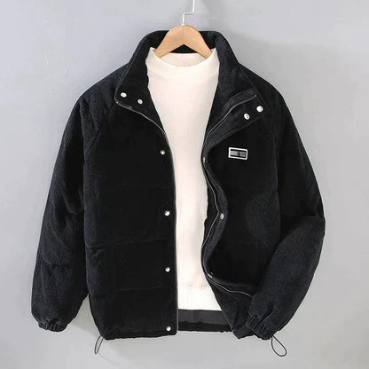 Image of Heren Corduroy Pufferjack met Opstaande Kraag