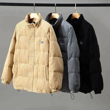 Image of Heren Corduroy Pufferjack met Opstaande Kraag