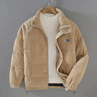 Image of Heren Corduroy Pufferjack met Opstaande Kraag
