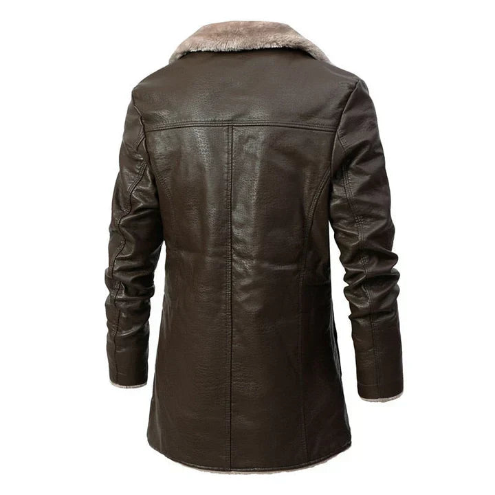 Image of Heren Faux Fur Kraag Lange Jas