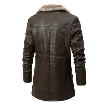 Image of Heren Faux Fur Kraag Lange Jas