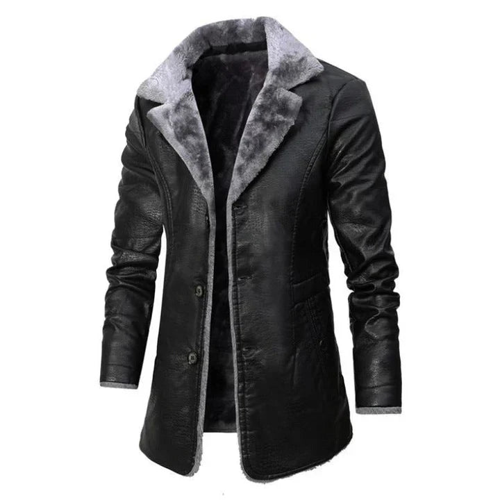 Image of Heren Faux Fur Kraag Lange Jas