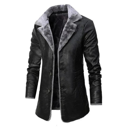 Image of Heren Faux Fur Kraag Lange Jas