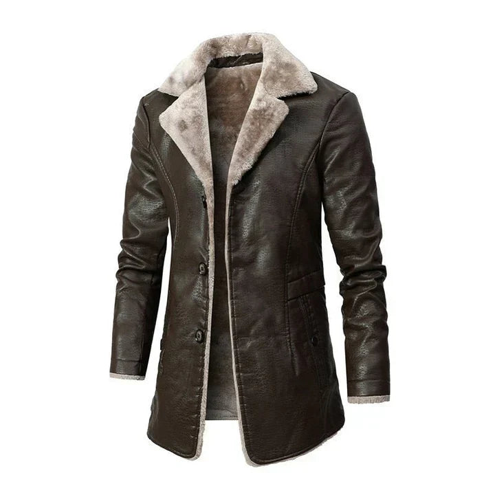 Image of Heren Faux Fur Kraag Lange Jas