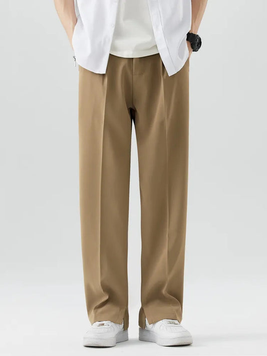 Image of Heren Geplooide Broek met Wijde Pijpen