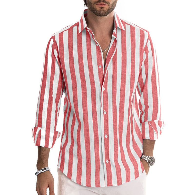 Image of Heren Gestreept Casual Shirt met Lange Mouwen