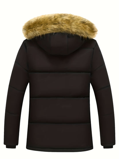 Image of Heren Gewatteerde Jas met Capuchon en Bontrand