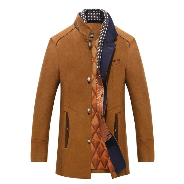 Image of Heren Jas met Opstaande Kraag en Knoopsluiting