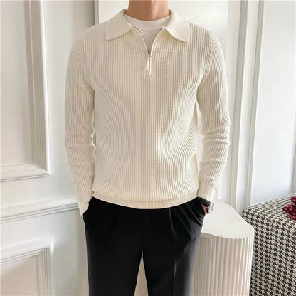 Image of Heren Polo met Lange Mouwen Trui met Kwart Rits
